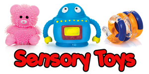 Squeezy, Stretchy, Flashing and Puzzling Sensory Toys.