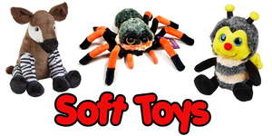 A large range of cuddly soft toy plush animals from Aardvarks to Zebras.