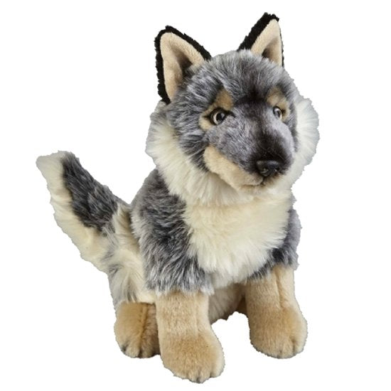 This Wolf cuddly plush toy measures 28 cm and is suitable for all ages.  CE tested and certified and made from high quality materials delivering you a superb product that will be cherished for years.  The super soft huggable filling in this toy is made from recycled PET.