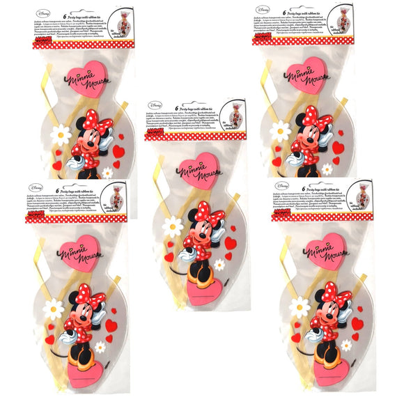 30 Disney Minnie Mouse Party Bags with Ribbon Tie