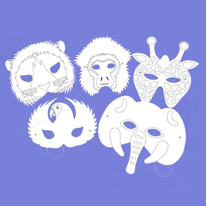 5 Plain Card Jungle Animal Face Masks