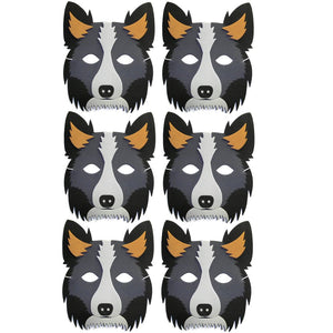 6 Sheepdog Collie Foam Children's masks ideal for schools, theaters, parties and groups
