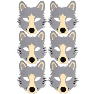 6 wolf foam masks for school's parties and groups