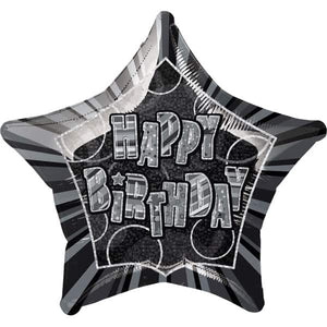 Black Glitz Happy Birthday Foil Helium Balloon