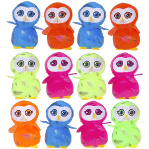Pack of 12 Brightly Coloured Owl Cuddly Plush Soft Toys 