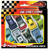 Set of 8 Die Cast Toy Cars Boxed.
