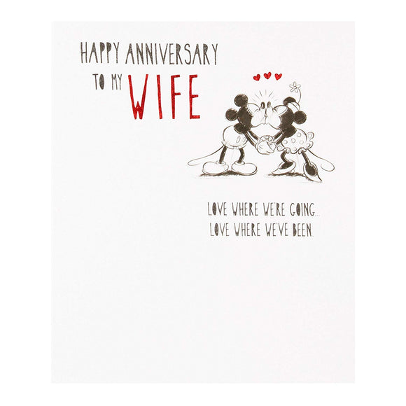 Disney Mickey and Minnie Happy Anniversary To My Wife Hallmark Greetings Card