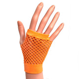 Orange Fishnet Fingerless Glove for 80's Party Fancy Dress and Hen Parties