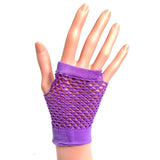 Purple Fishnet Fingerless Glove for 80's Party Fancy Dress and Hen Parties