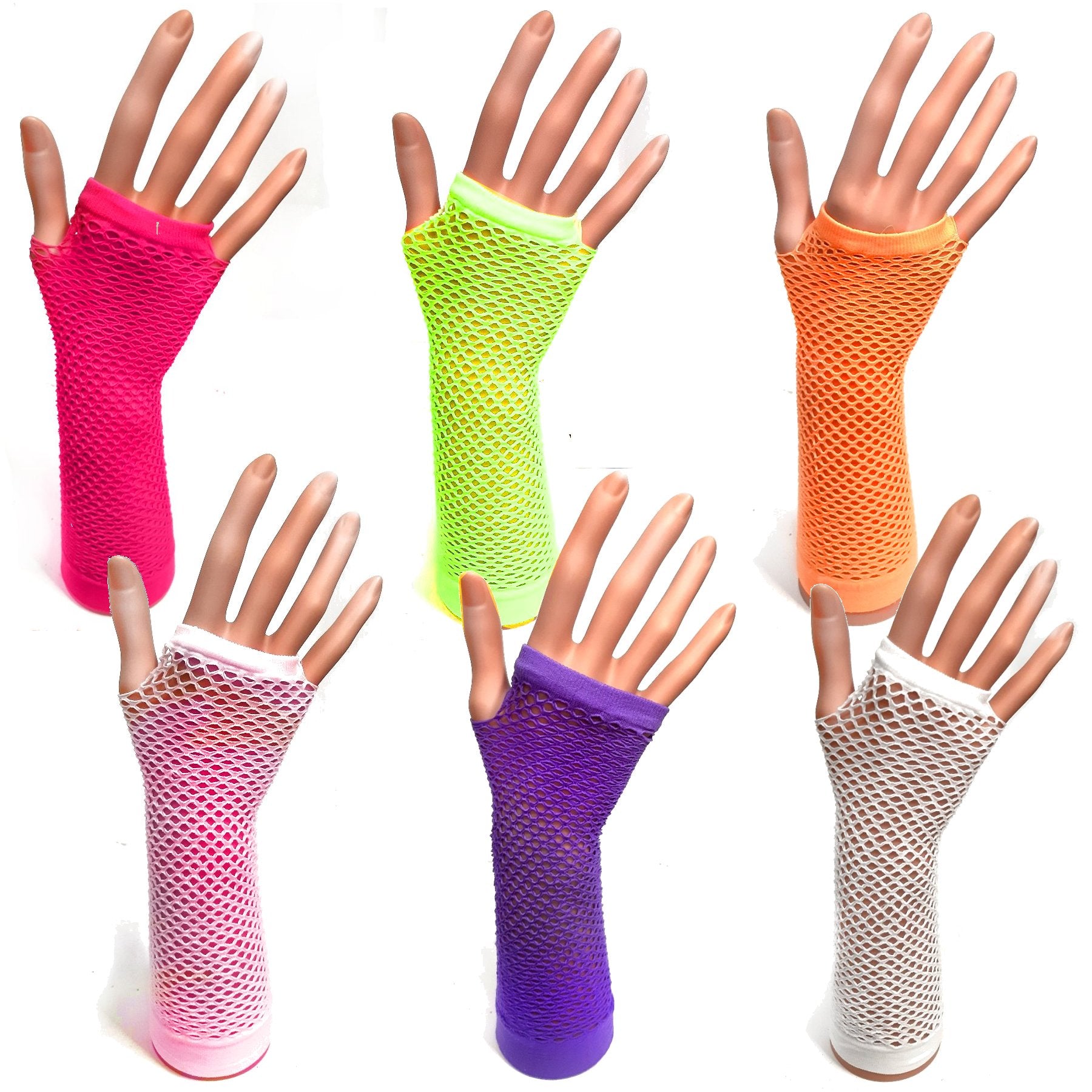 Long Fingerless Fishnet Gloves