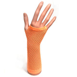 Long Fishnet Fingerless Orange Gloves for 80's Party Fancy Dress