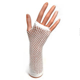 Long Fishnet Fingerless White Gloves for 80's Party Fancy Dress and Hen Nights