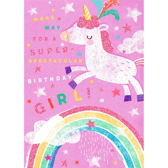 Hallmark Birthday Girl Unicorn and Rainbow Greetings Card