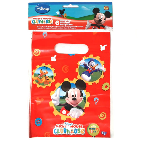 A Pack of 6 Mickey Mouse, Mickeys Club House Party Favor Bags