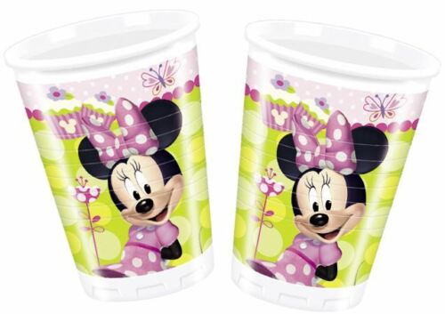 A pack of 8 x 200 ml disposable cups with a Disney Minnie Mouse Theme.