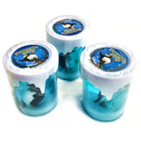Plastic Penguin in a tub of blue slime toy party bag filler favor