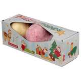 This set of 3 festive friends Bath Bomb's in gift box will make a great Christmas Gift.  Each Bath Bomb measures approx. 6cm circumfrence and eqach set contains 1 each of Christmas Cookie, Spiced Cranberry and Iced Gingerbread, just run your warm winter bath and watch them release their festive cheer.