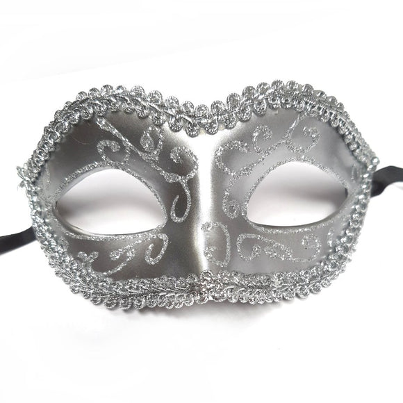 Adults Silver Masquerade Mask - Unisex Fancy Dress Party Mask Venetian