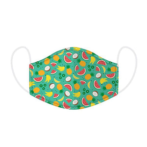 This Age 12+ to Adult Size 2 layer face mask covering is in a Tropical  design.  Large Size (Rough Size Age 12+) 23 cm x 13 cm