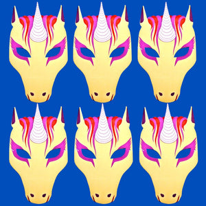 6 Unicorn Children's Foam masks ideal for parties, theaters, schools and groups
