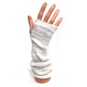 Long Fingerless Knitted Gloves With Silver Sparkle