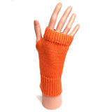 Orange Knitted Fingerless Gloves Unisex
