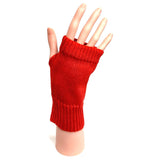 Red Knitted Fingerless Gloves Unisex