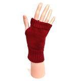 Burgundy Knitted Fingerless Gloves Unisex