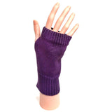 Purple Knitted Fingerless Gloves Unisex
