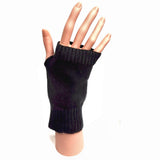 Black Knitted Fingerless Gloves Unisex