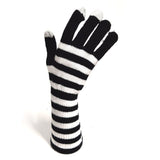 Black and White Long Stripey Winter Gloves