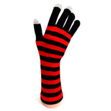 Black and Red Long Stripey Winter Gloves