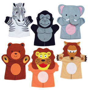 6 Wild Animal Hand Puppets - Childrens School Story Telling Puppets Toys