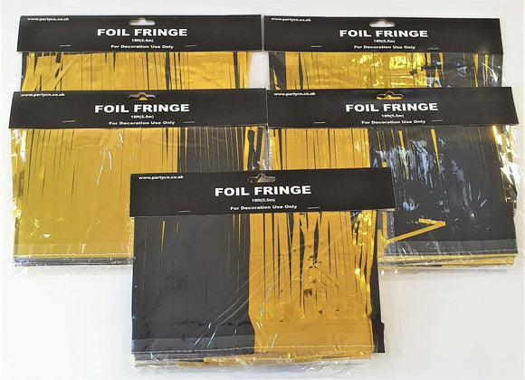 Pack of 5 Black and Gold 18ft Foil Fringe Garlands