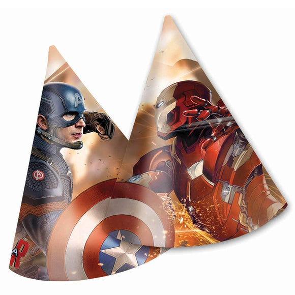 Marvel Avengers Captain America Civil War pack of 32 Cone Party Hats